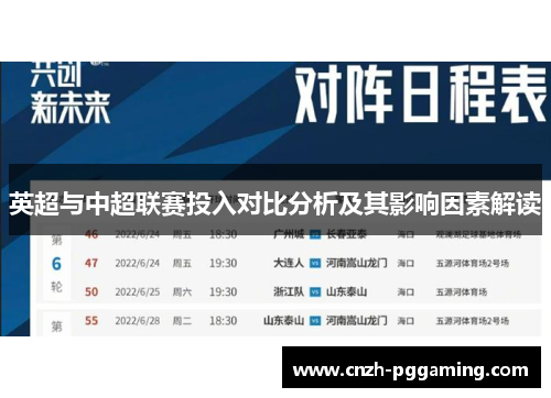 英超与中超联赛投入对比分析及其影响因素解读 英超与中超联赛投入对比分析及其影响因素解读