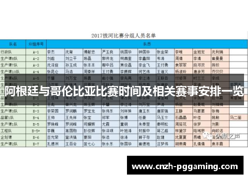 阿根廷与哥伦比亚比赛时间及相关赛事安排一览